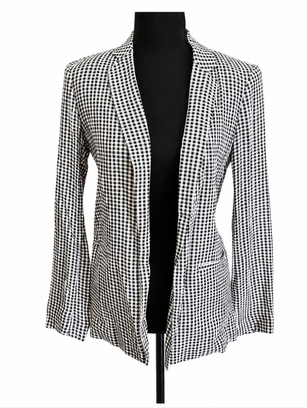 LAUREN CONRAD Open Front Lightweight   Blazer Gingham Print sz XS